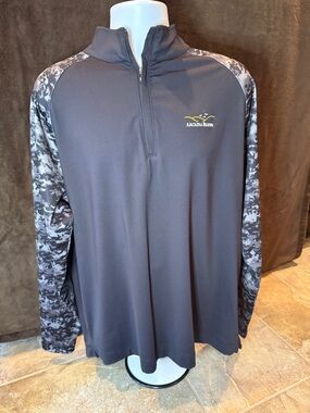 Men’s Large Black Quarter-Zip FootJoy pullover w/ Arcadia Bluffs embroidered.